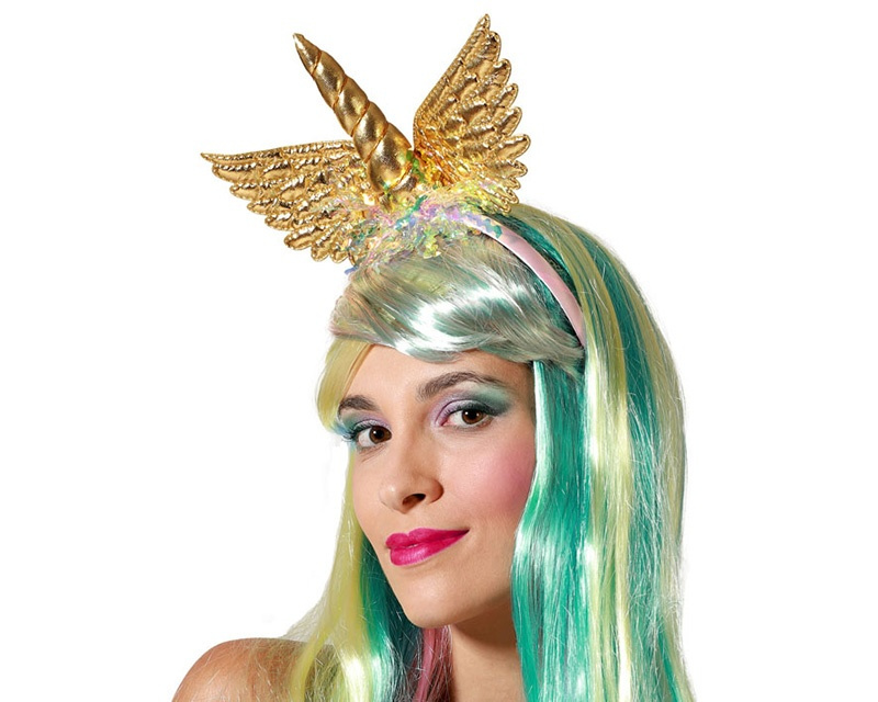 Diadema Unicornio Con Alas Doradas