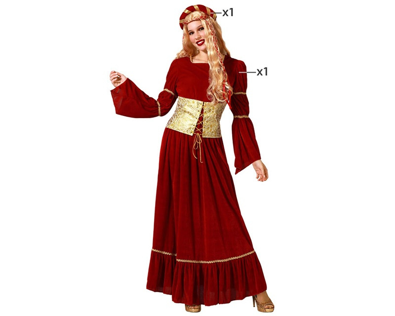 Disfraz Reina Medieval Rojo Mujer