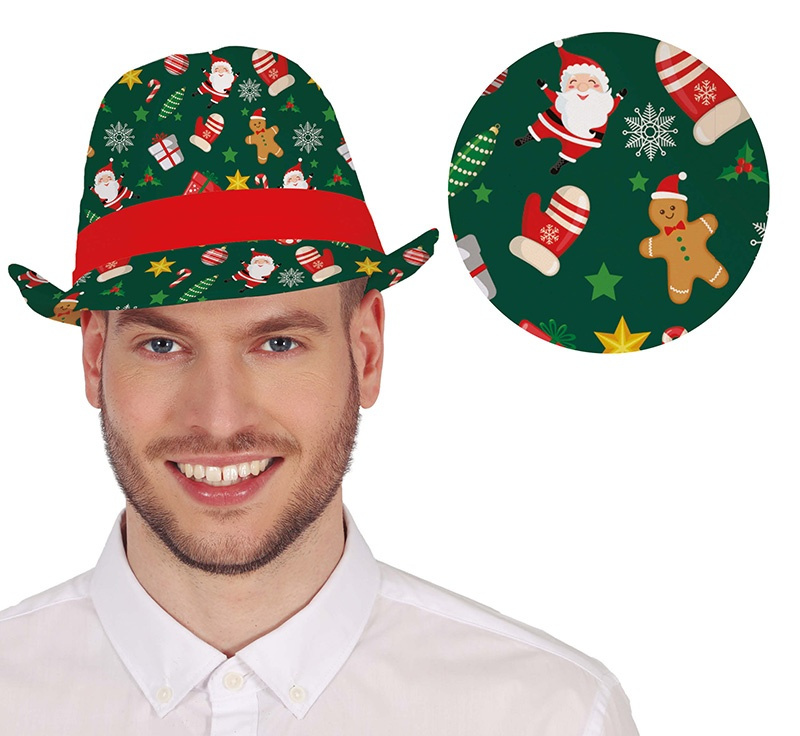 Gorro Gángster Navideño Estampado verde