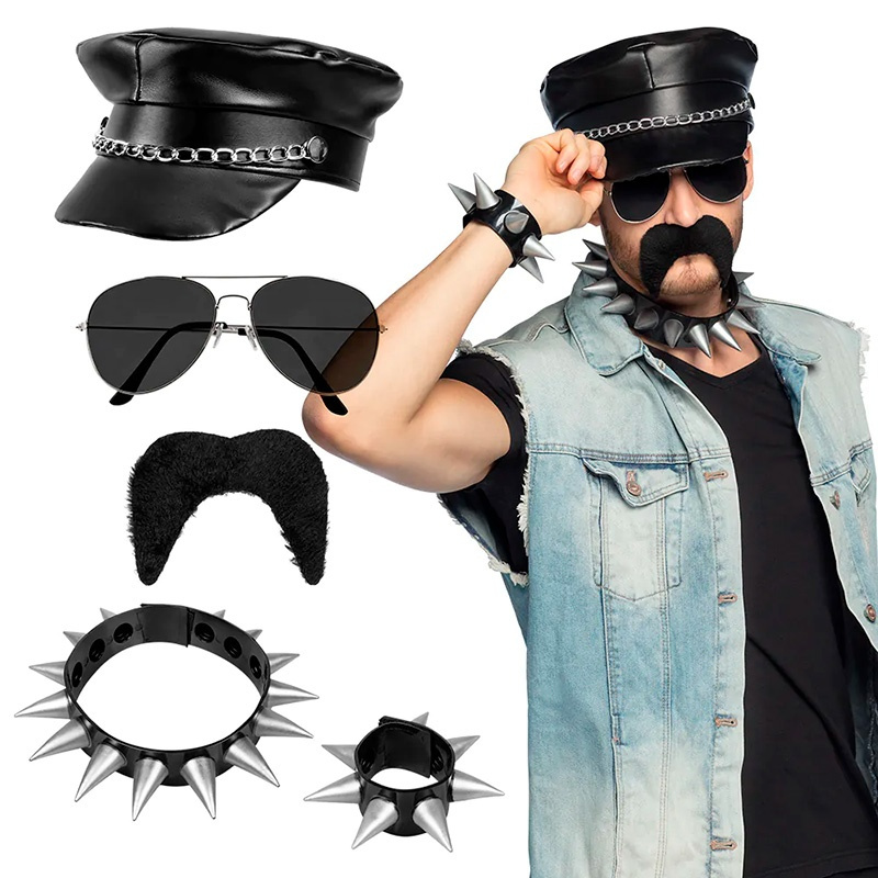 Set Rockero Gorra,Gafas,Pulsera y Bigote