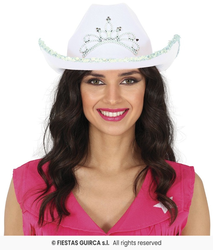 Sombrero Cowboy blanco Fieltro decorado