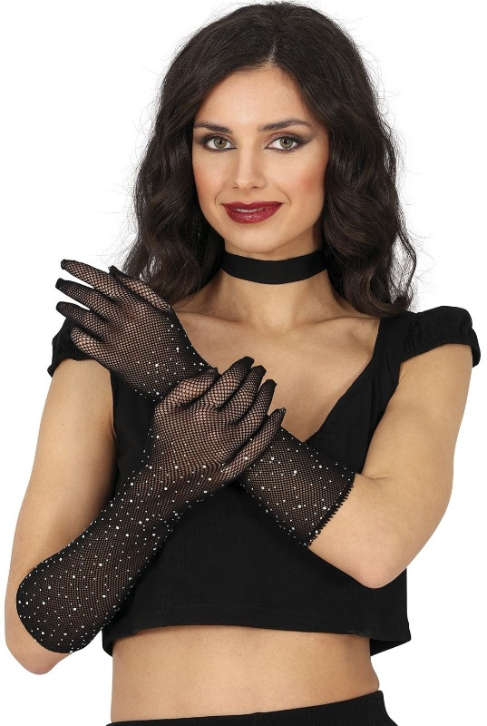 Guantes Malla Con Pedreria 30 cm