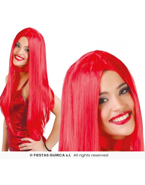 Peruca de cabelo comprido vermelho